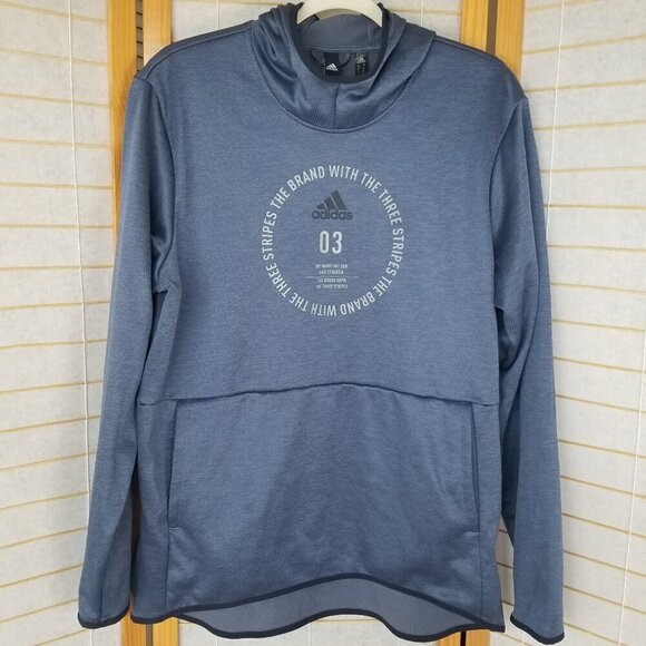 Adidas Mens Badge Of Sport Hoodie Sweatshirt Blue Size XL - Picture 1 of 12